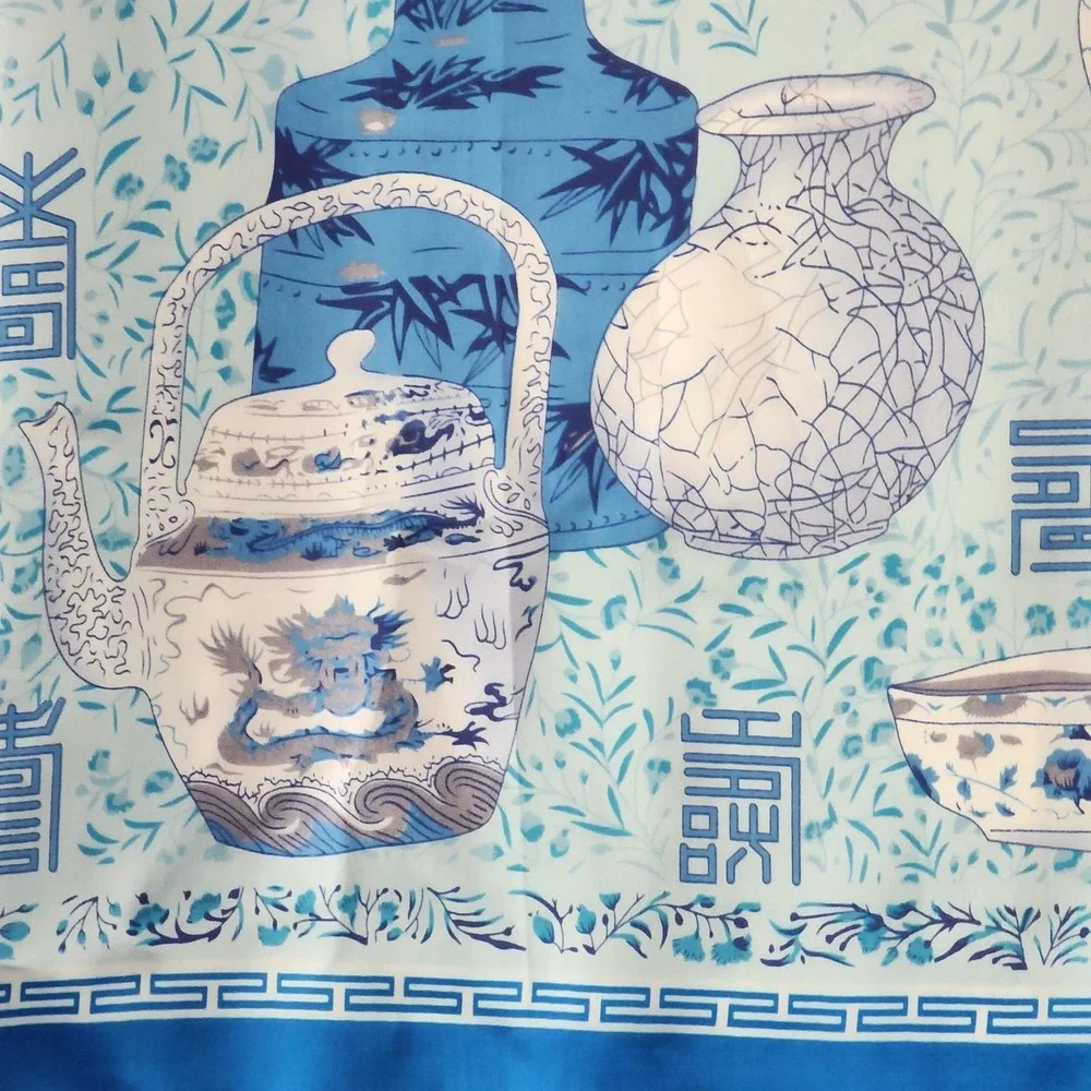 Blue and White Print Scarf